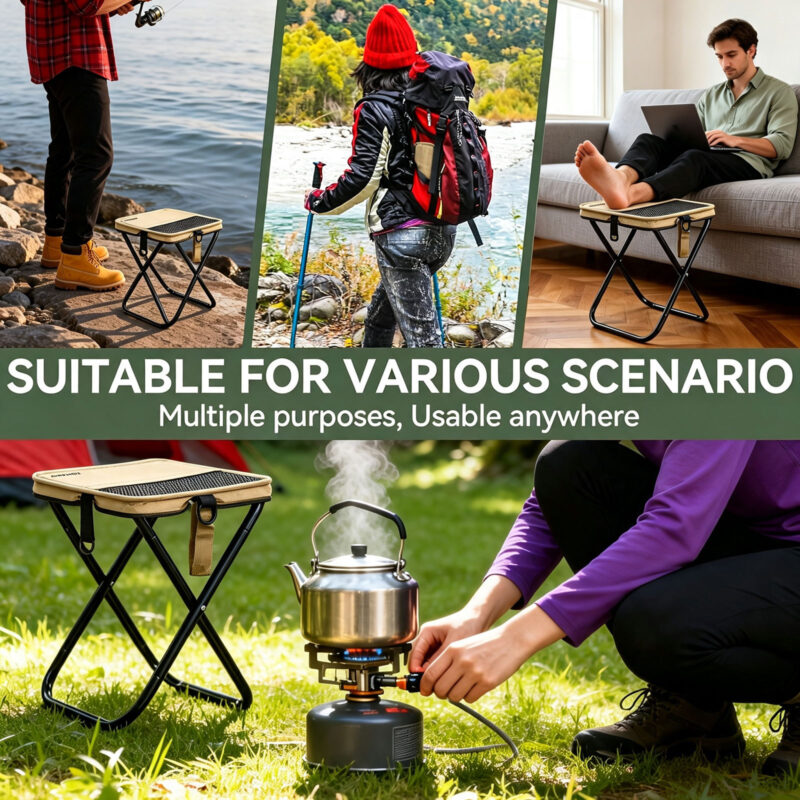 Portable Folding Camping Stool With Storage Bag, Lightweight Foldable Backpack Style Small Camp Chair, Heavy Duty Collapsible Mazar Stool For Camping Fishing Travel Hiking, 3 Colors Available