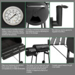 111x54x93cm Black, Double Cylinder, Wheeled, Smoked, Charcoal Grill
