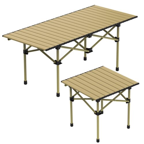 1Pc S Or L Size Options Folding Camping Table Portable Lightweight Carbon Steel Roll-up Picnic BBQ Desk With Carry Bag Heavy Duty For Outdoor Beach Backyard Party Patio Camping Hiking BBQ Picnic