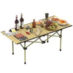 1Pc S Or L Size Options Folding Camping Table Portable Lightweight Carbon Steel Roll-up Picnic BBQ Desk With Carry Bag Heavy Duty For Outdoor Beach Backyard Party Patio Camping Hiking BBQ Picnic
