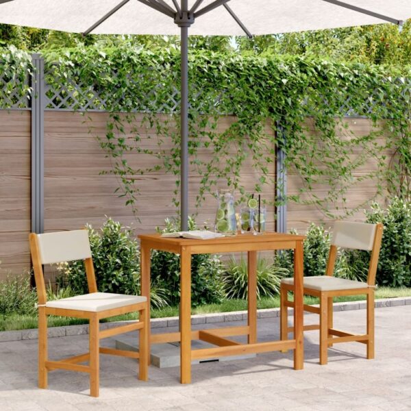 3-piece balcony furniture set with cushions, solid acacia wood