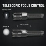 Rechargeable White Laser Zoomable Battery Display LED Flashlight W5254A Black 2000LM For Camping Outdoor Emergency