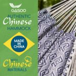 2-Person Bohemian Delicate Tassel Outdoor Indoor Hammock Garden Chair Rustic Casual Style Blend White & Blue Windproof Thickened Anti Rollover Exotic Swing Folding Bed For Camping, Hiking, Travel