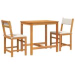 3-piece balcony furniture set with cushions, solid acacia wood