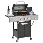 Propane Grill 3 Burner Barbecue Grill Stainless Steel Gas Grill With Side Burner And Cover For Outdoor BBQ, Camping