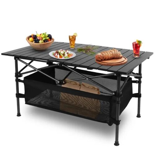 1Pc Folding Camping Table Portable Aluminum Roll-up Picnic BBQ Desk With Carrying Bag Heavy Duty Outdoor Beach Backyard Party Patio