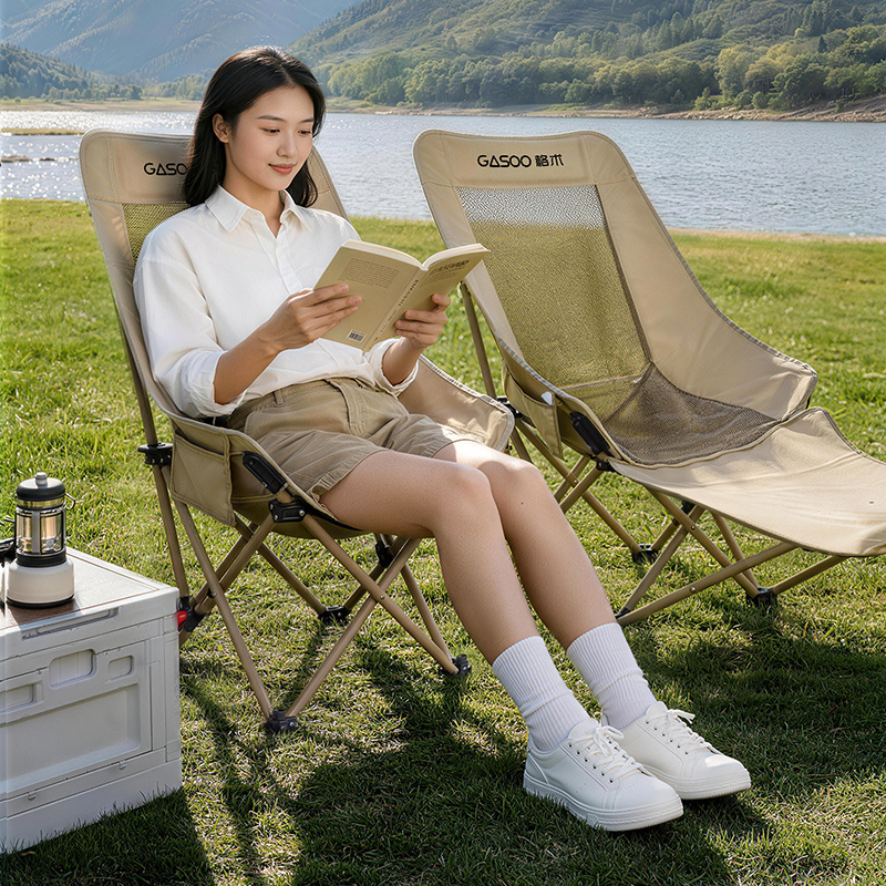 Adjustable 4-Position Reclining Camping Chair With Footrest, Breathable Honeycomb Mesh High Back Foldable Lawn Lounge Chair, Heavy Duty 240lbs Portable Beach Picnic Fishing Outdoor Fold Recliner Chair