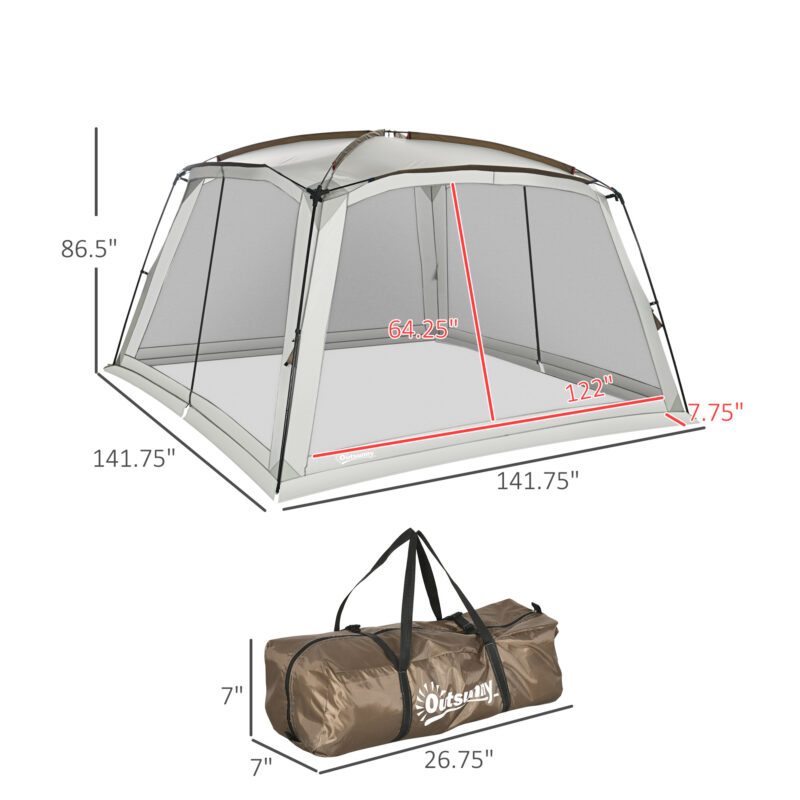 12 x 12 Screen House, UV50+ Screen Tent with 2 Doors & Carry Bag for Outdoor Camping Activities, Easy Setup, White