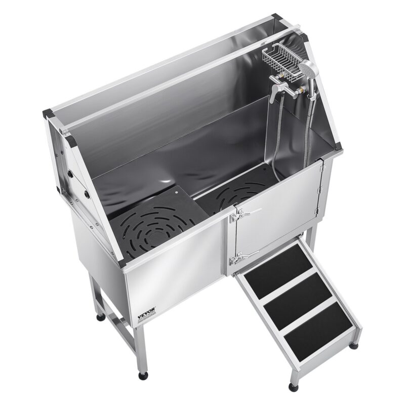 50 Inch Dog Grooming Bath Tub Stainless Steel W Ramp Water Filter