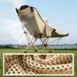 Adjustable 4-Position Reclining Camping Chair With Footrest, Breathable Honeycomb Mesh High Back Foldable Lawn Lounge Chair, Heavy Duty 240lbs Portable Beach Picnic Fishing Outdoor Fold Recliner Chair