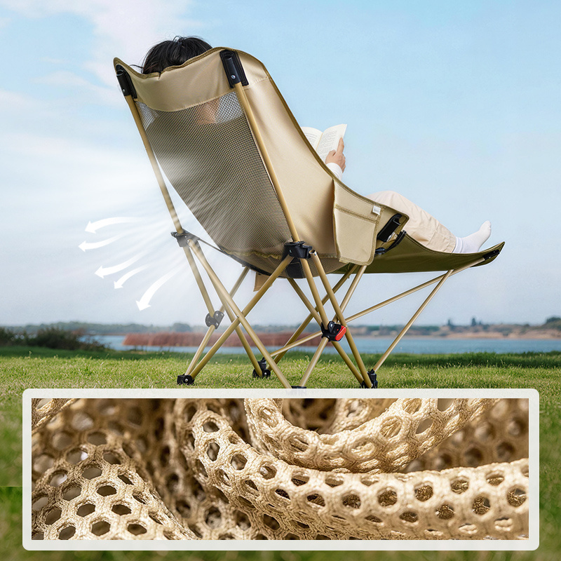 Adjustable 4-Position Reclining Camping Chair With Footrest, Breathable Honeycomb Mesh High Back Foldable Lawn Lounge Chair, Heavy Duty 240lbs Portable Beach Picnic Fishing Outdoor Fold Recliner Chair