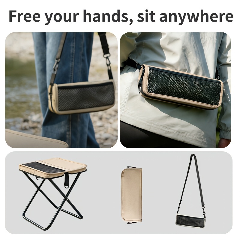 Portable Folding Camping Stool With Storage Bag, Lightweight Foldable Backpack Style Small Camp Chair, Heavy Duty Collapsible Mazar Stool For Camping Fishing Travel Hiking, 3 Colors Available