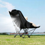Adjustable 4-Position Reclining Camping Chair With Footrest, Breathable Honeycomb Mesh High Back Foldable Lawn Lounge Chair, Heavy Duty 240lbs Portable Beach Picnic Fishing Outdoor Fold Recliner Chair