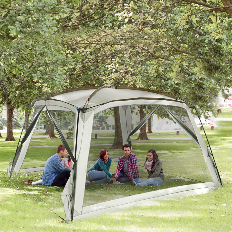 12 x 12 Screen House, UV50+ Screen Tent with 2 Doors & Carry Bag for Outdoor Camping Activities, Easy Setup, White