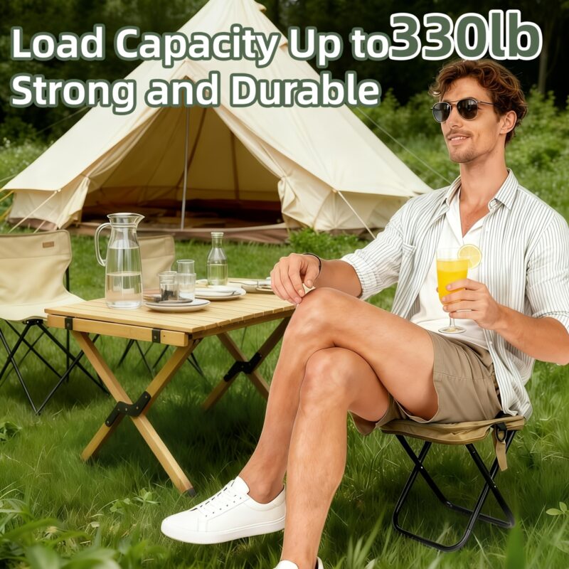 Portable Folding Camping Stool With Storage Bag, Lightweight Foldable Backpack Style Small Camp Chair, Heavy Duty Collapsible Mazar Stool For Camping Fishing Travel Hiking, 3 Colors Available