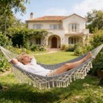 2-Person Bohemian Delicate Tassel Outdoor Indoor Hammock Garden Chair Rustic Casual Style Blend White & Blue Windproof Thickened Anti Rollover Exotic Swing Folding Bed For Camping, Hiking, Travel