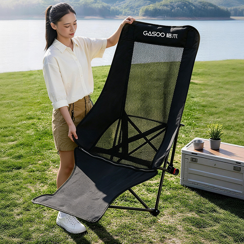 Adjustable 4-Position Reclining Camping Chair With Footrest, Breathable Honeycomb Mesh High Back Foldable Lawn Lounge Chair, Heavy Duty 240lbs Portable Beach Picnic Fishing Outdoor Fold Recliner Chair