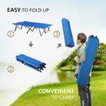 2 Person Folding Camping Cot For Adults, 50Extra Wide Outdoor Portable Sleeping Cot With Carry Bag, Elevated Camping Bed, Beach Hiking, Blue