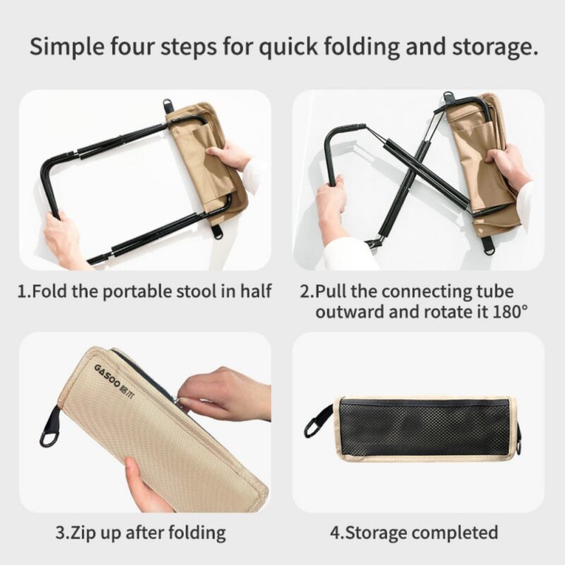 Portable Folding Camping Stool With Storage Bag, Lightweight Foldable Backpack Style Small Camp Chair, Heavy Duty Collapsible Mazar Stool For Camping Fishing Travel Hiking, 3 Colors Available