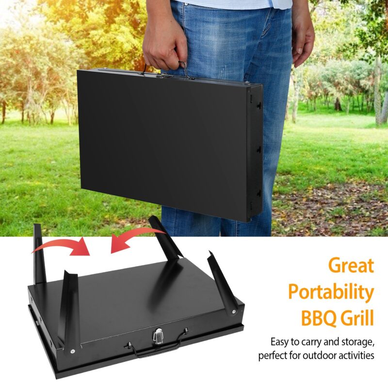 1Pc 17.32x10.63x8.27in Portable Charcoal Grill For Spring Summer Outdoor Activities Foldable BBQ Suitcase Grill Shelf For Outdoor Camping Picnics Garden Grilling Fedex Shipping