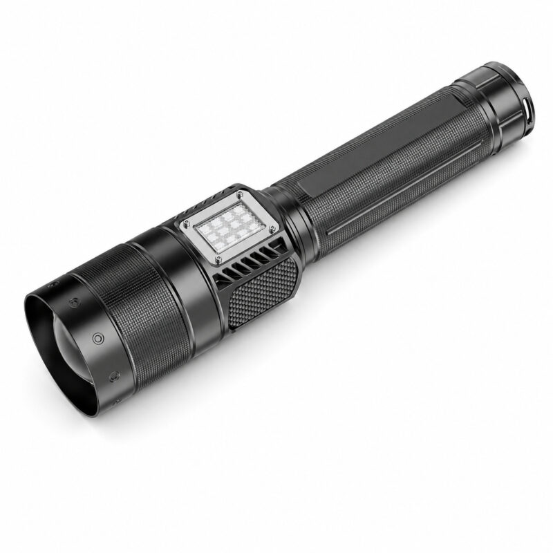 Rechargeable White Laser Zoomable Battery Display LED Flashlight W5254A Black 2000LM For Camping Outdoor Emergency