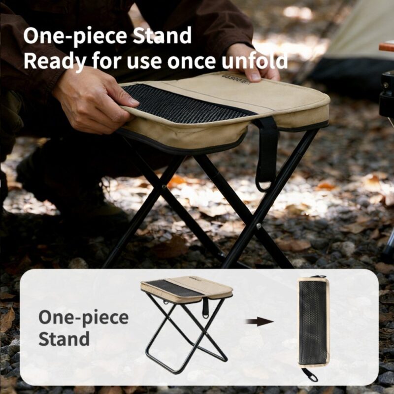 Portable Folding Camping Stool With Storage Bag, Lightweight Foldable Backpack Style Small Camp Chair, Heavy Duty Collapsible Mazar Stool For Camping Fishing Travel Hiking, 3 Colors Available