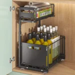 1/2PCS Pull Out Cabinet Organizer Adjustable Kitchen Storage Rack Under Sink Org